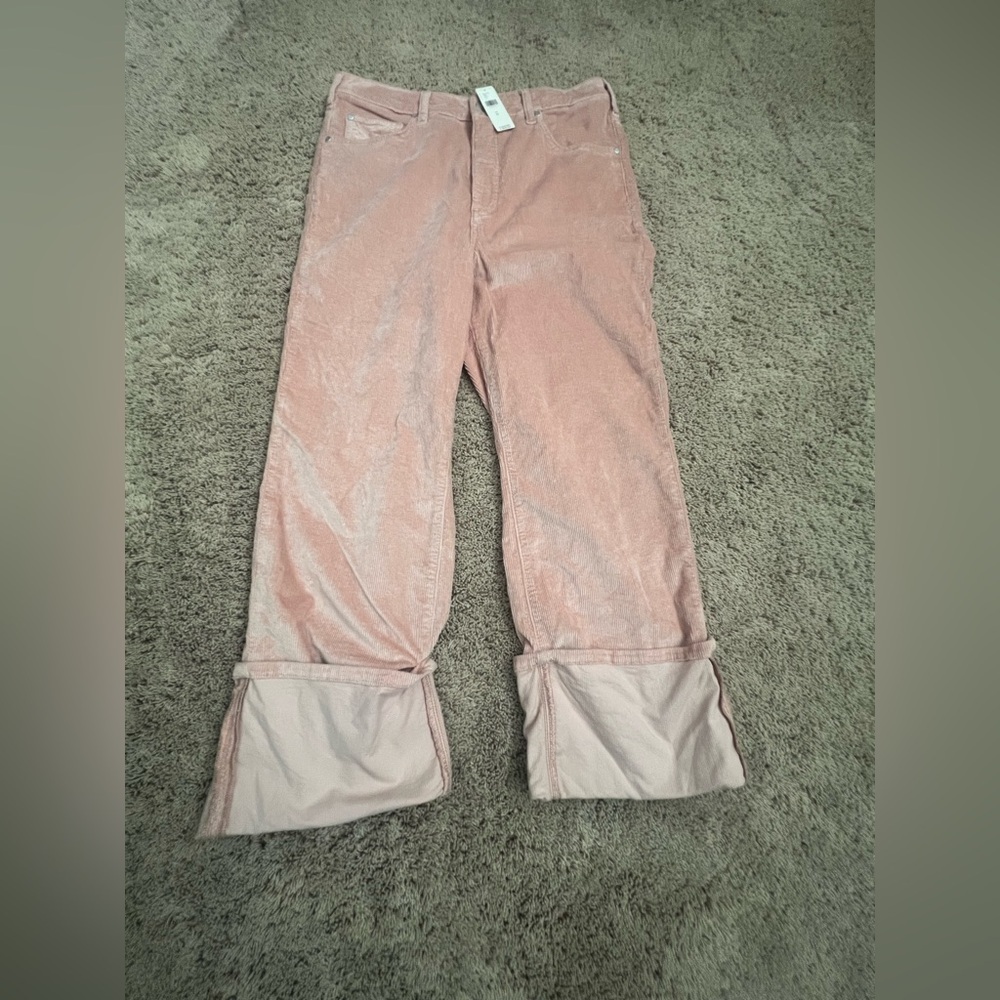 NWT new 31 Anthropologie pilcro Scotty corduroy cuffed pants straight leg pink - Picture 3 of 16